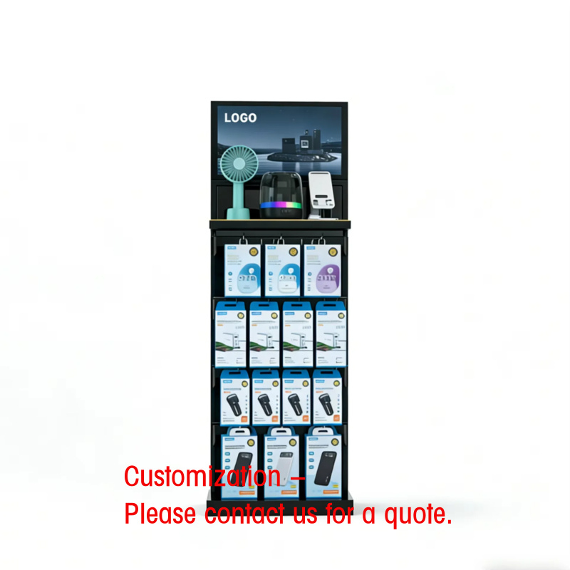 Phone Accessories Rack Display - Kundenspezifischer Preis. Doppelseitiger Metall-Draht-Mehrzweckregal-Organizer-Ständer für Telefonzubehör-Präsentationsregal.