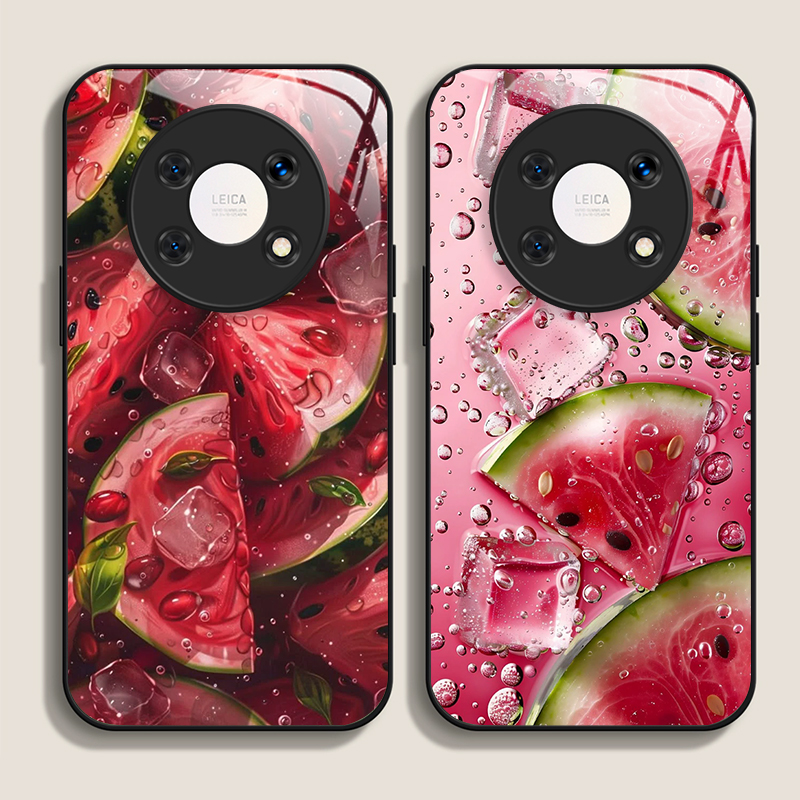 Huawei Mate 60 - 2D Flach - Kreatives Wassermelonen-Muster Gehärtetes