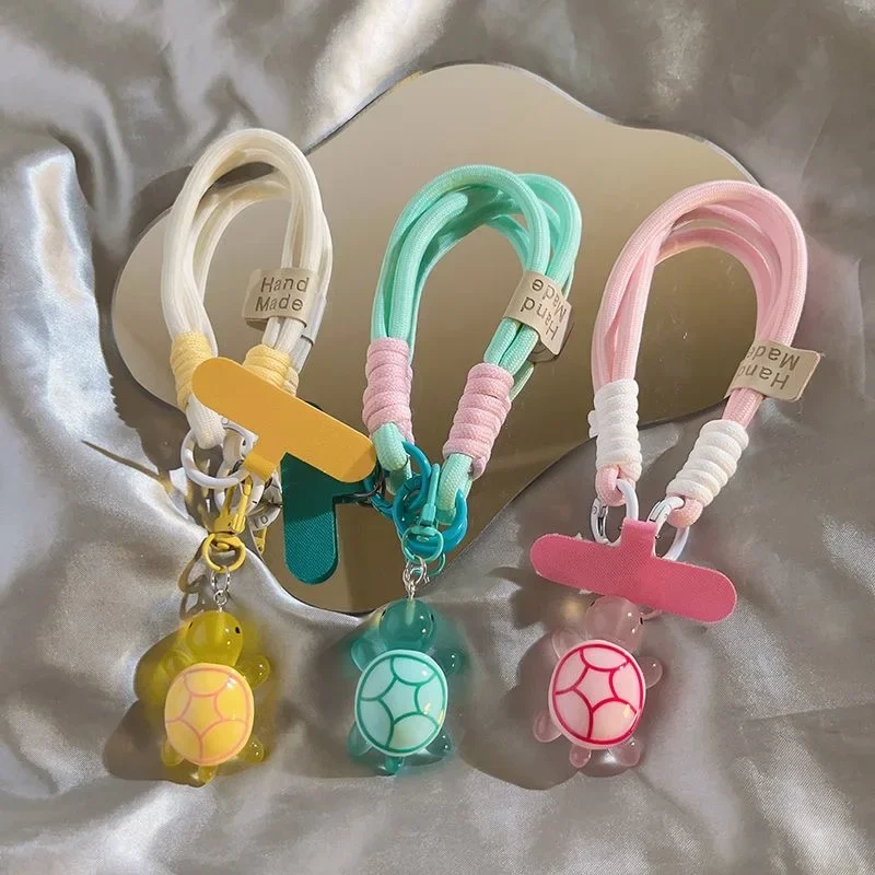 Phone Ring Holder - Universelles geflochtenes Handy-Lanyard mit Cartoon-Schildkröten-Motiv, abnehmbarer
